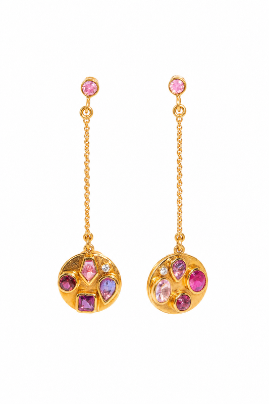 Confetti Disc double sided drop earrings