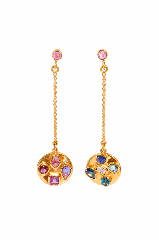 Confetti Disc double sided drop earrings